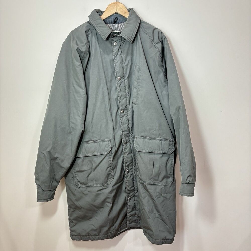 LL Bean Vtg Storm Coat Men XL Parka Wool Flannel Lined Jacket Insulated Outdoors
